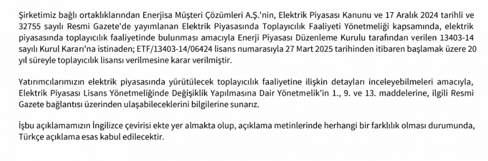 EPDK, 20 şirkete lisans verdi, 4 şirketin lisansını sonlandırdı