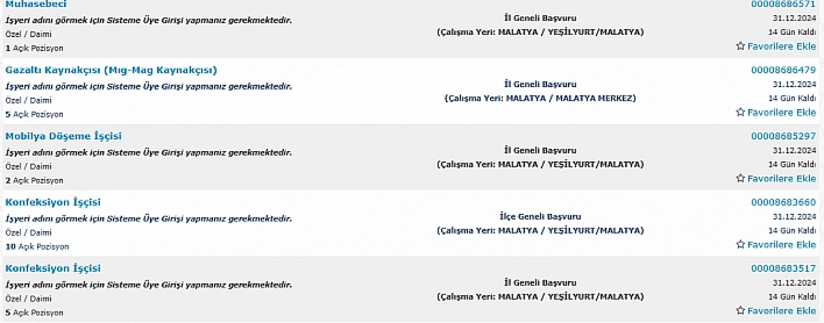 Malatya'da İş Arayanlara Müjde: 23-31 Aralık Arasında 227 Personel Alımı…