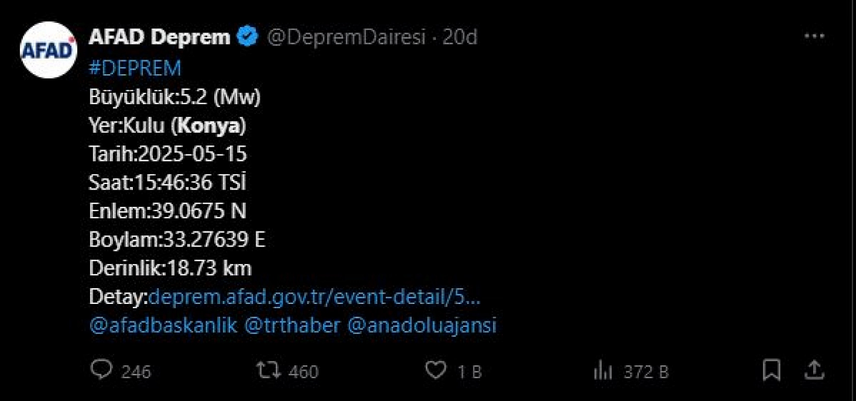 Konya sallandı: 5.2'lik deprem panik yarattı