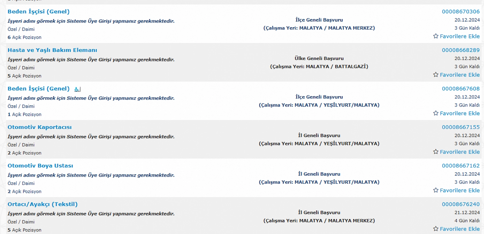 Malatya'da İş Arayanlara Müjde: 17-31 Aralık Arasında 542 Personel Alımı…