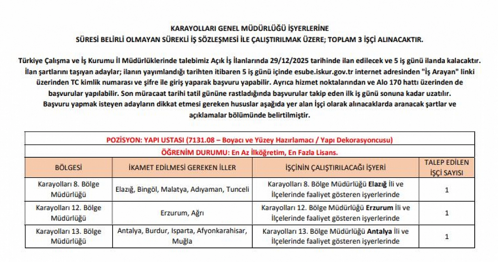 KGM Malatya'da işçi alımı yapacak! Başvuru tarihi ve şartları neler?