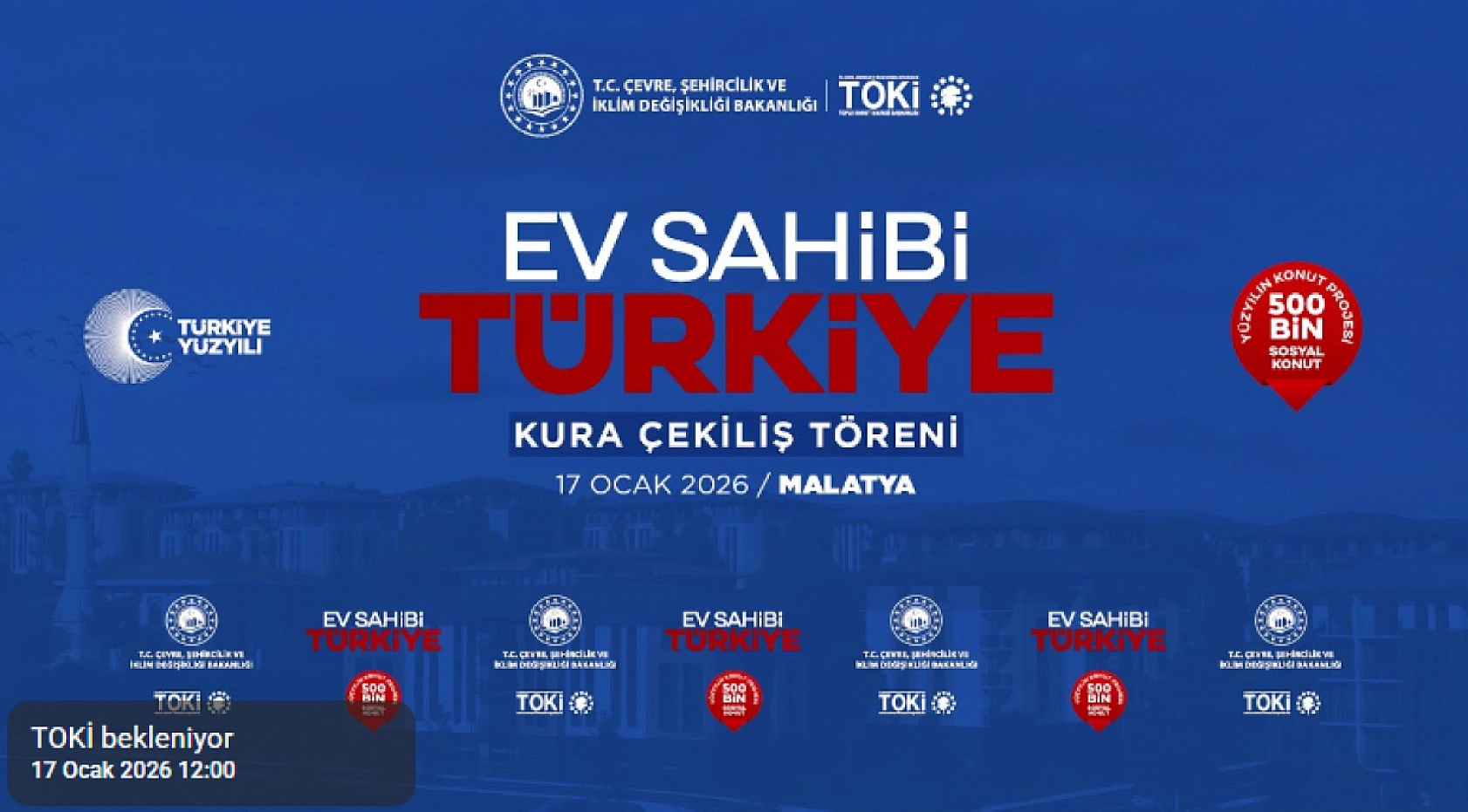 Malatya Canlı TOKİ 500 bin konut kura çekimi canlı izle! TOKİ kura çekimi nereden izlenir, nasıl takip edilir?