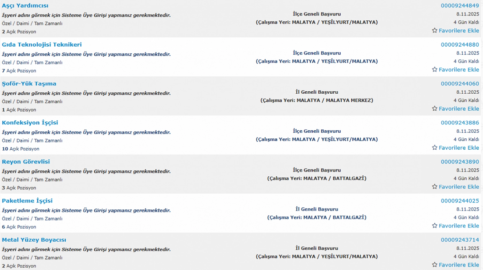 Malatya'da iş arayanlara müjde: 247 personel alımı başlıyor…