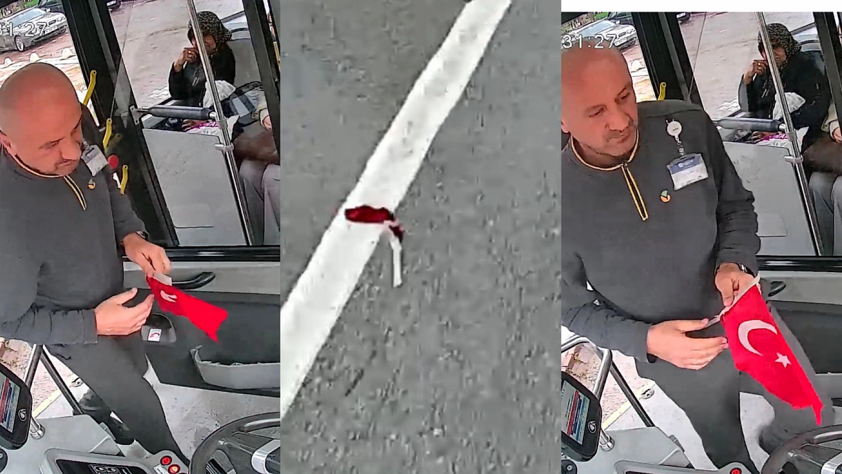 Malatya'da şoförden duygulandıran hareket: Bayrak için trafiği durdurdu!