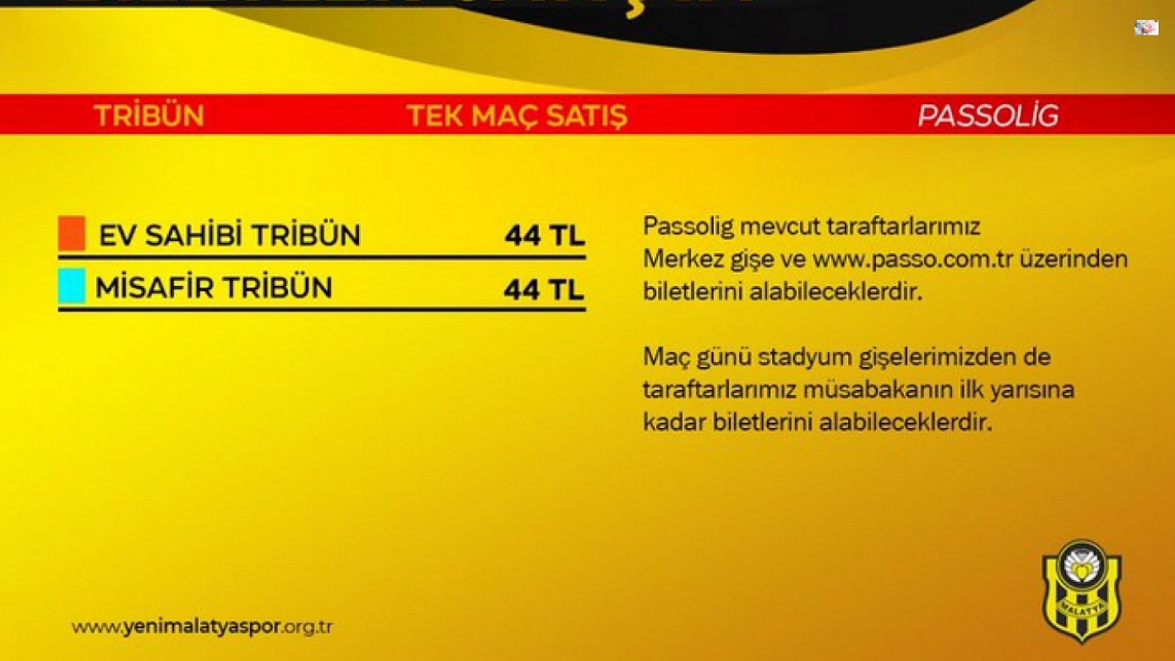Yeni Malatyaspor Biletleri Satışta!