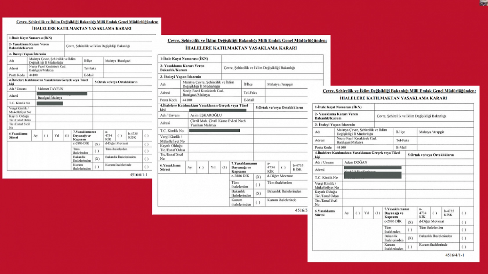 Resmî Gazete'de Yayınlandı: Malatya'da 1 yıl süreyle ihalellerden men edildi
