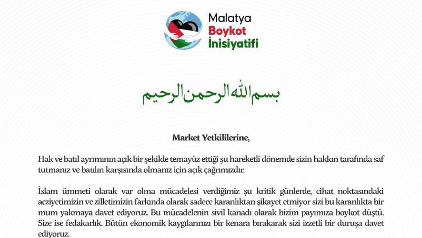 Malatya Boykot İnisiyatifi'nden Marketlere Çağrı: Bu Ürünleri Raflardan Kaldırın!
