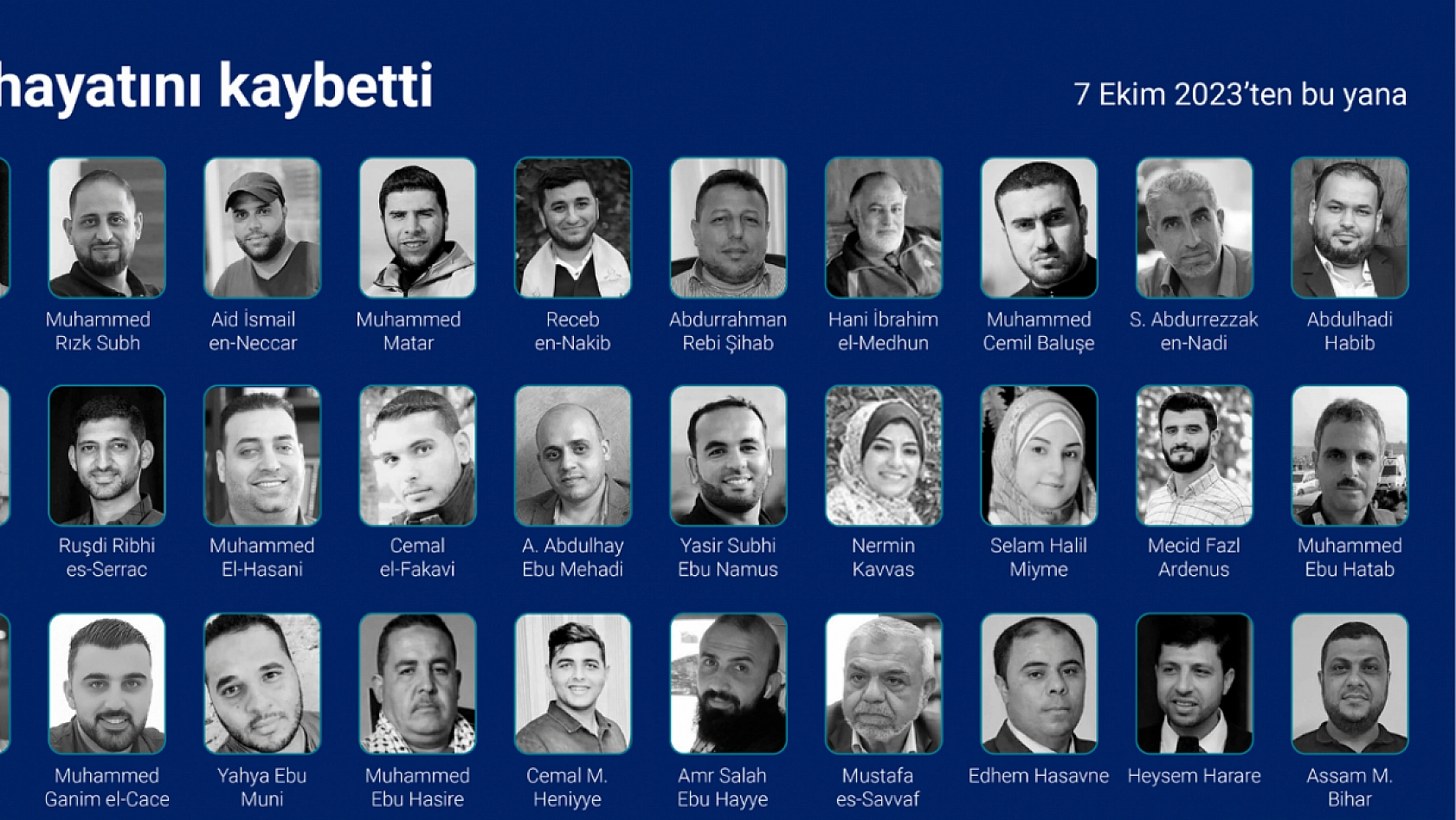 İsrail'in Gazze'ye saldırılarında hayatını kaybeden gazeteciler...