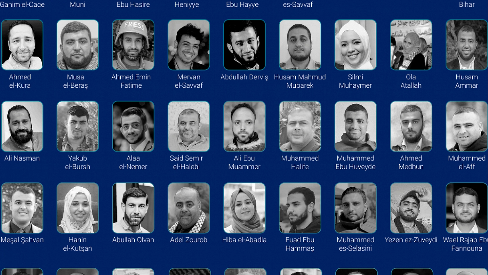 İsrail'in Gazze'ye saldırılarında hayatını kaybeden gazeteciler...