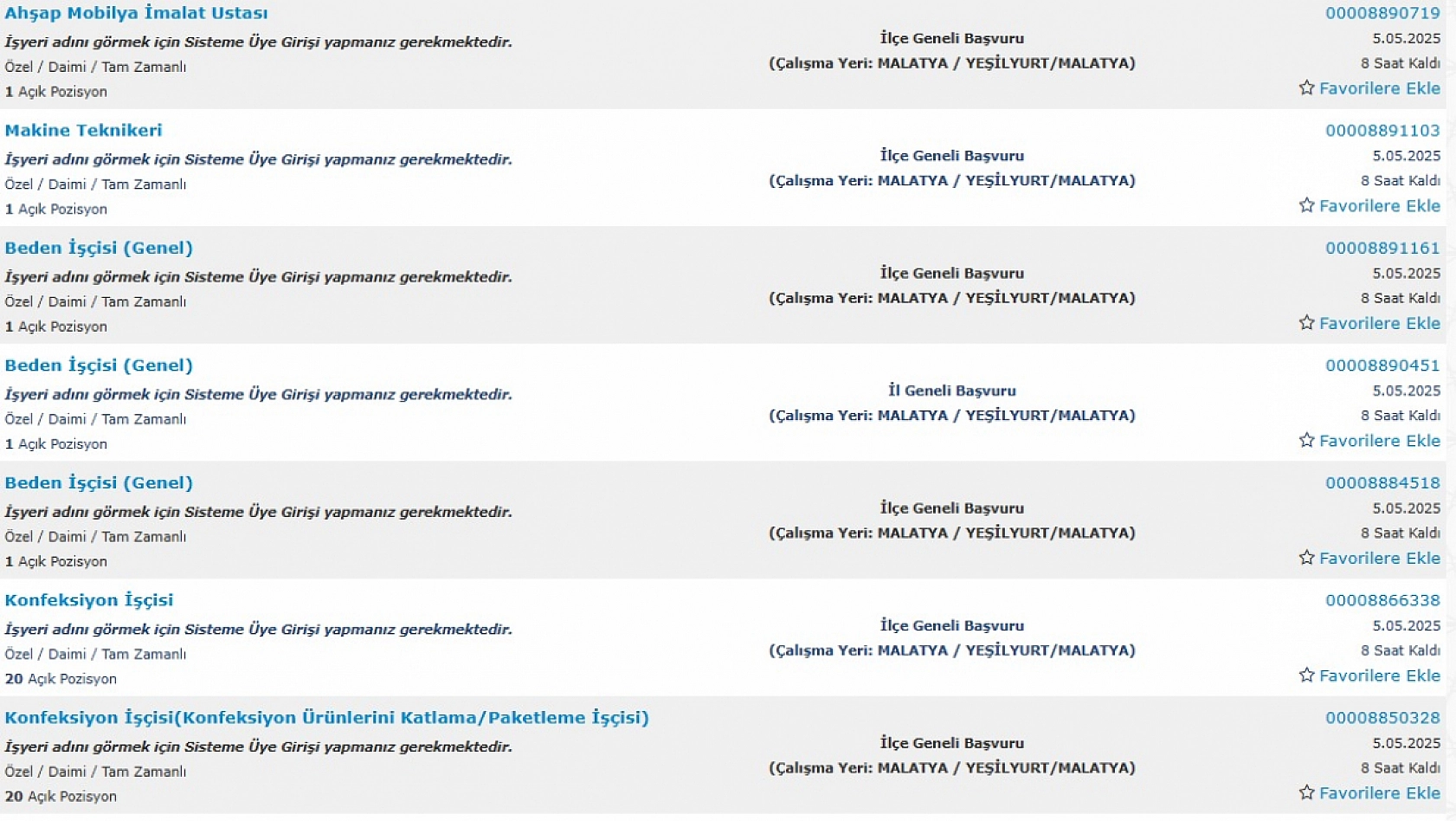 Malatya'da iş arayanlara müjde: 5-10 Mayıs arasında 327 personel alımı…