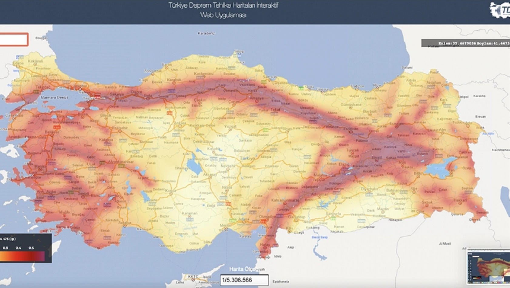 Adrese göre deprem haritası