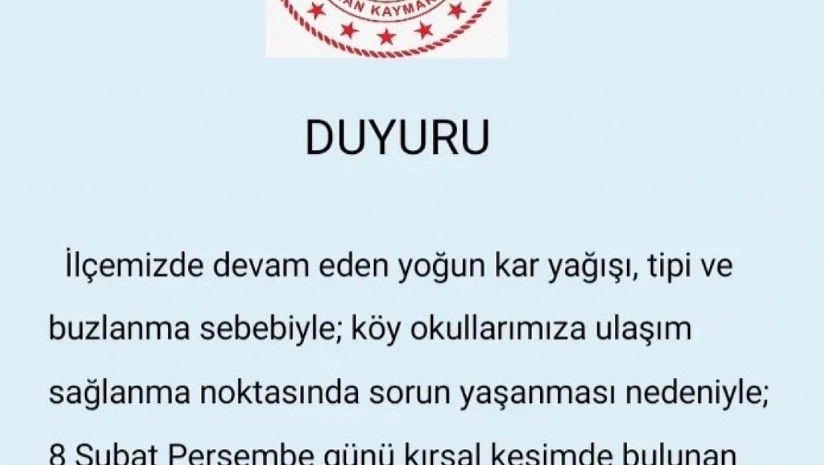 Taşımalı eğitime 1 gün ara verildi