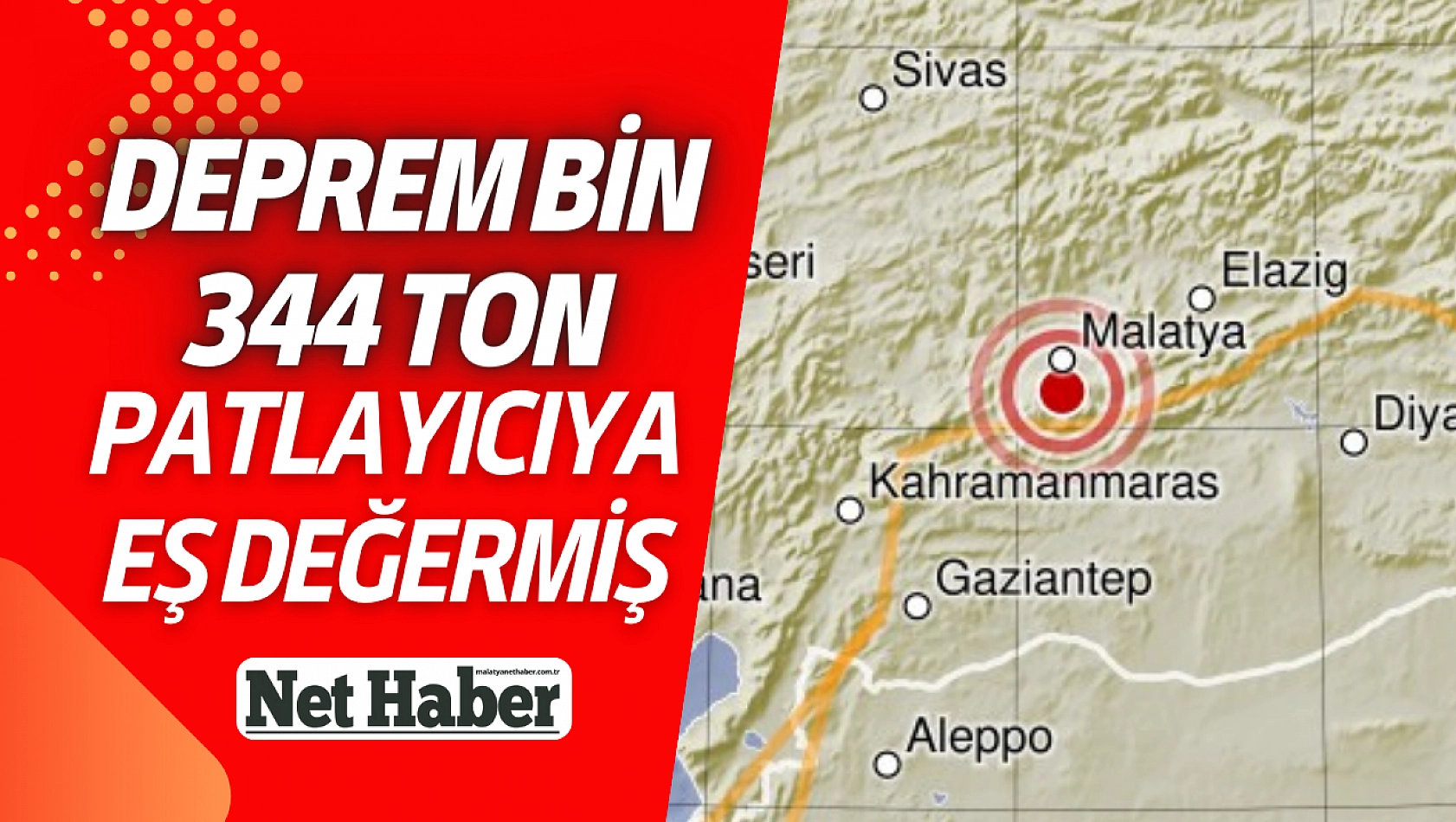 Deprem bin 344 ton patlayıcıya eş değermiş