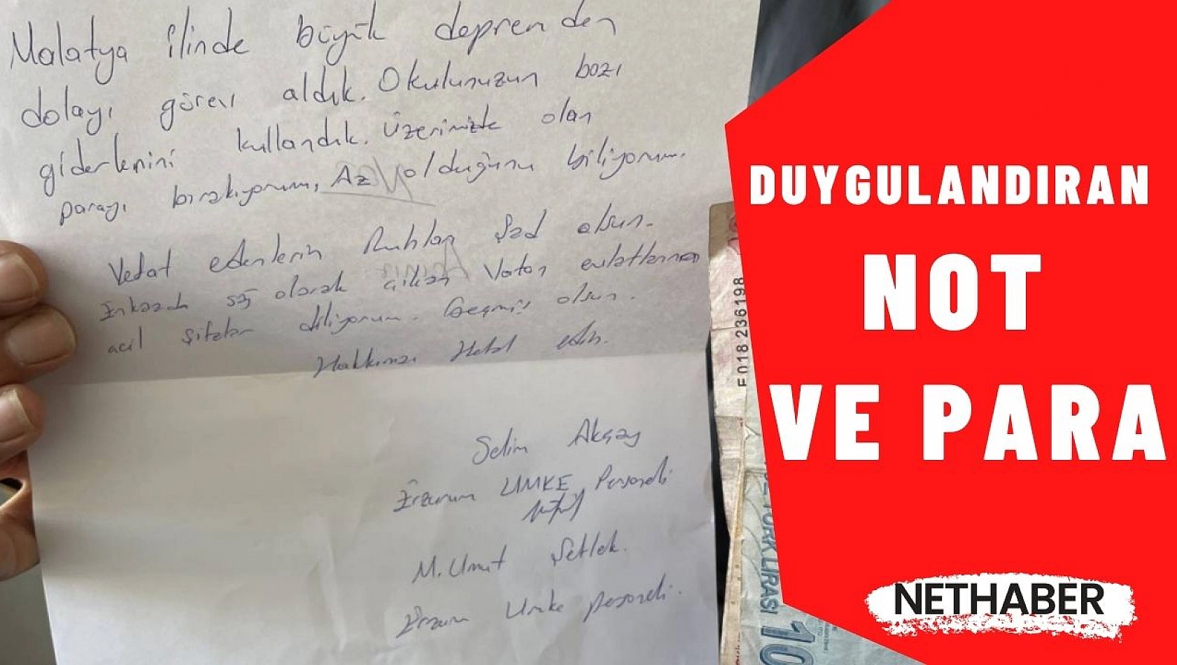 Duygulandıran not ve para