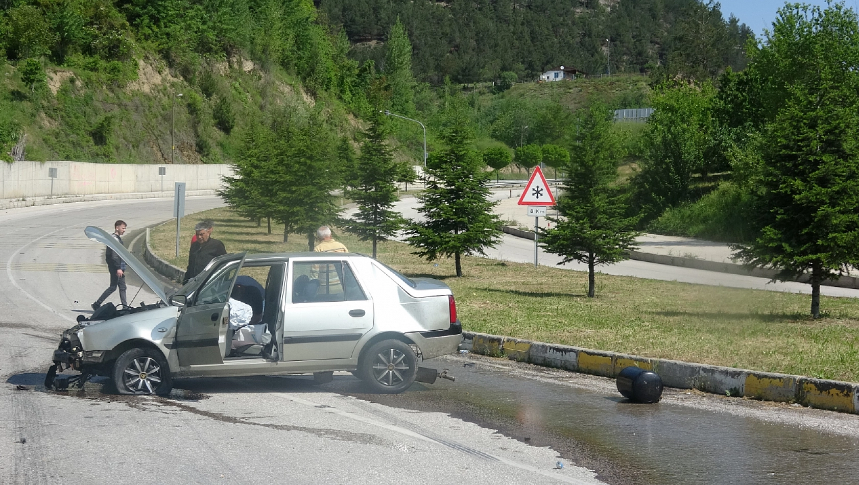 Kaza yaptı tankı fırladı