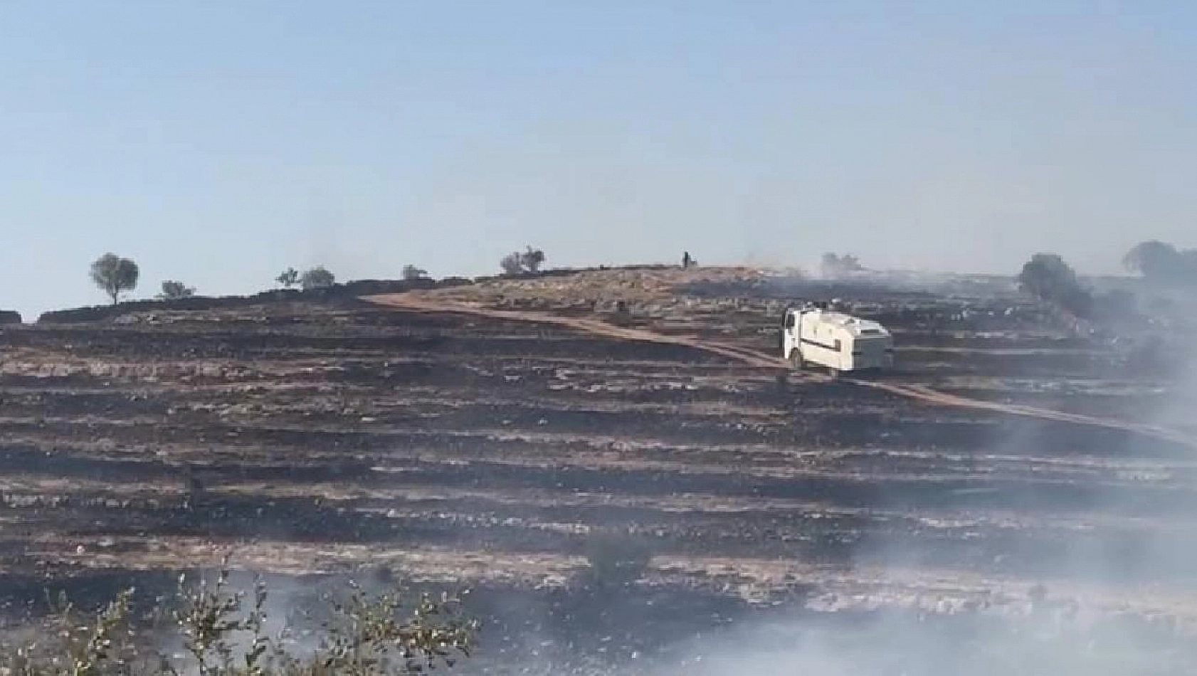 Malatya'da çıkan örtü yangını söndürülmeye çalışılıyor