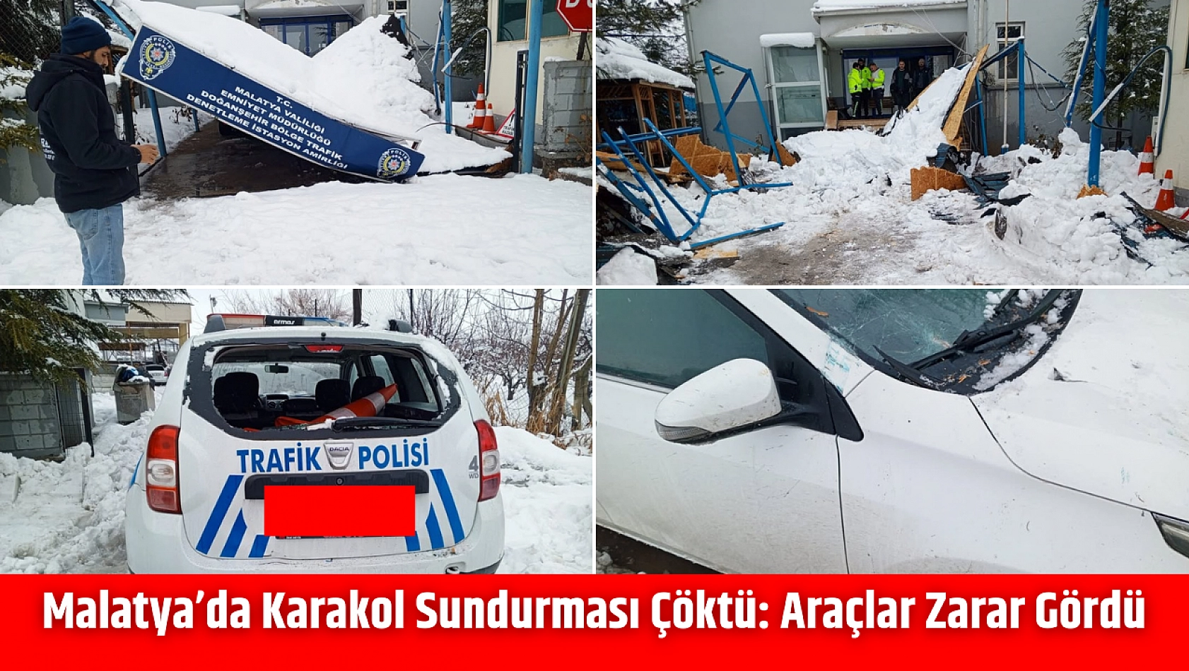 Malatya'da Karakol Sundurması Çöktü: Araçlar Zarar Gördü