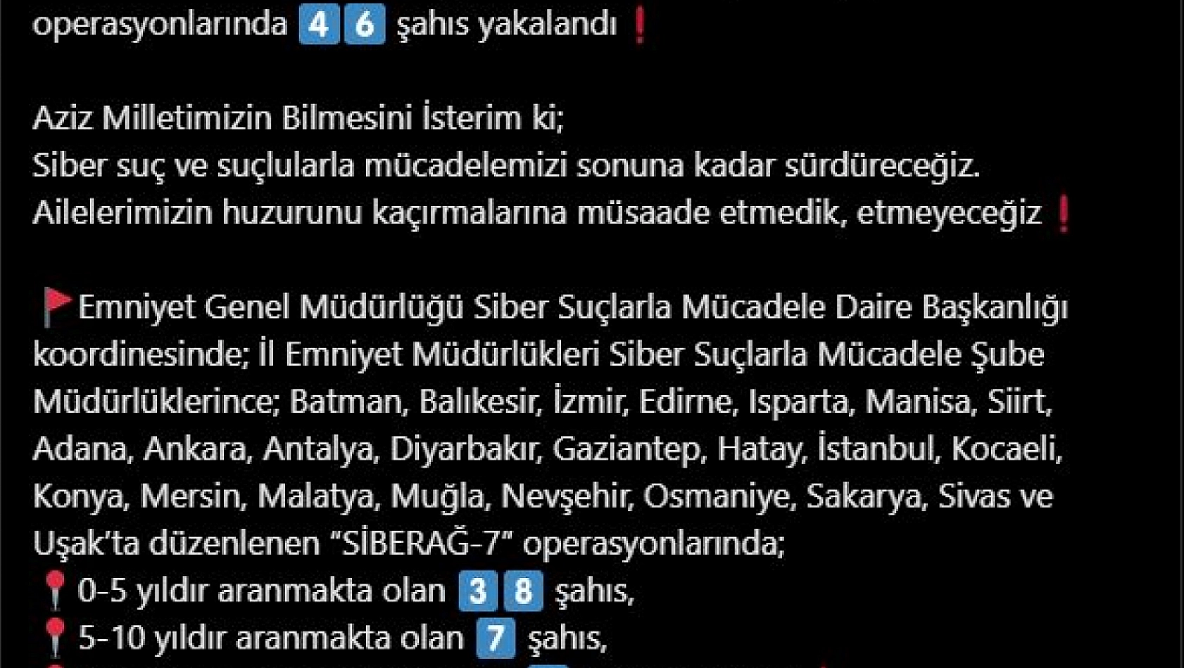 Malatya'da 'Siberağ-7' Operasyonu: 46 Şüpheli Yakalandı!