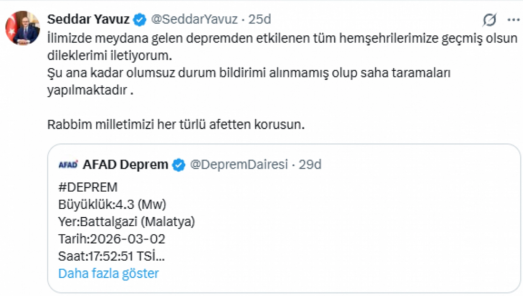 Malatya'daki 4,3'lük Deprem: Vali Yavuz, Ekipler Sahada