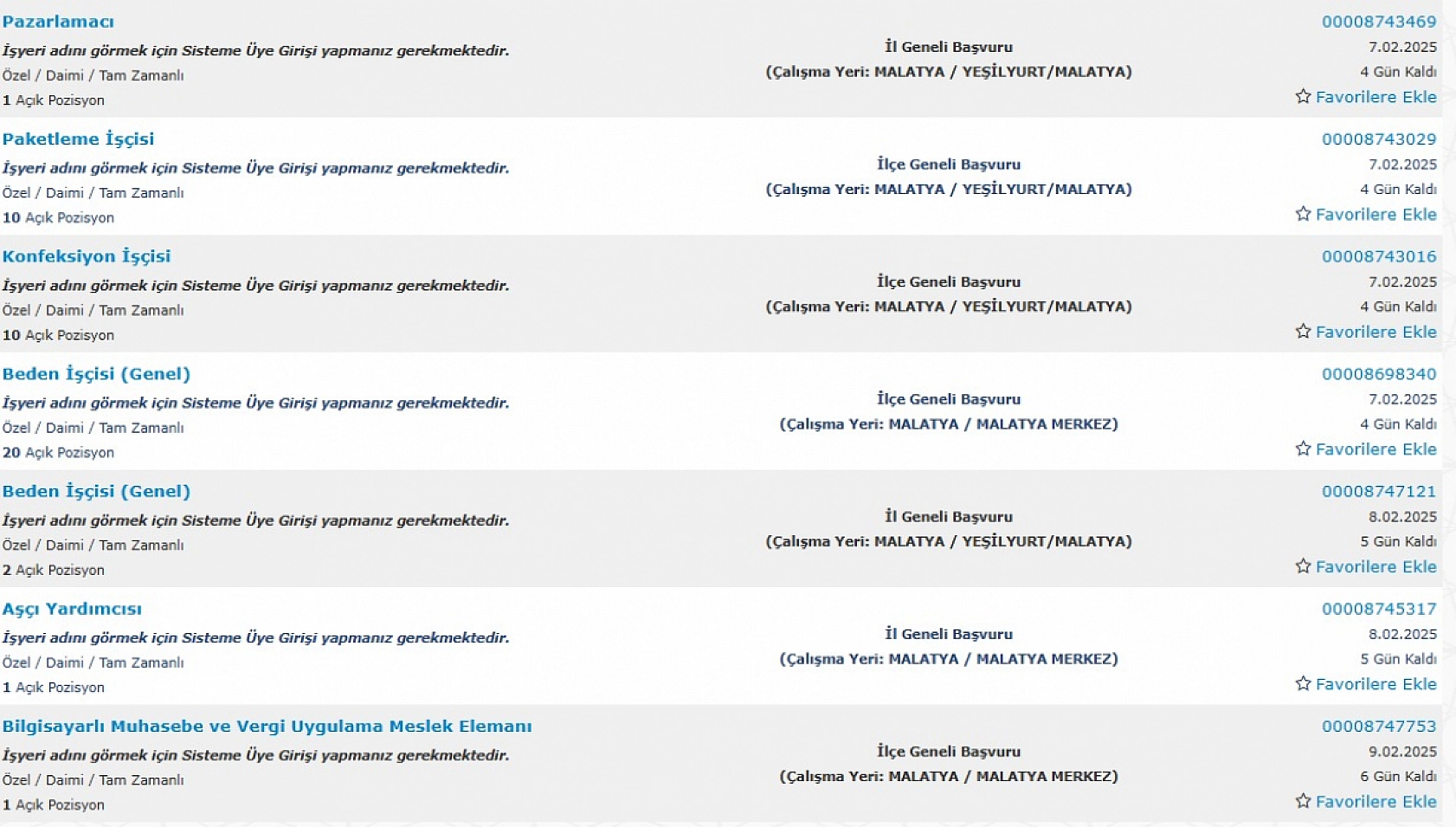 Malatya'da İş Arayanlara Müjde: 3 Şubat 15 Şubat Arasında 304 Personel Alımı…