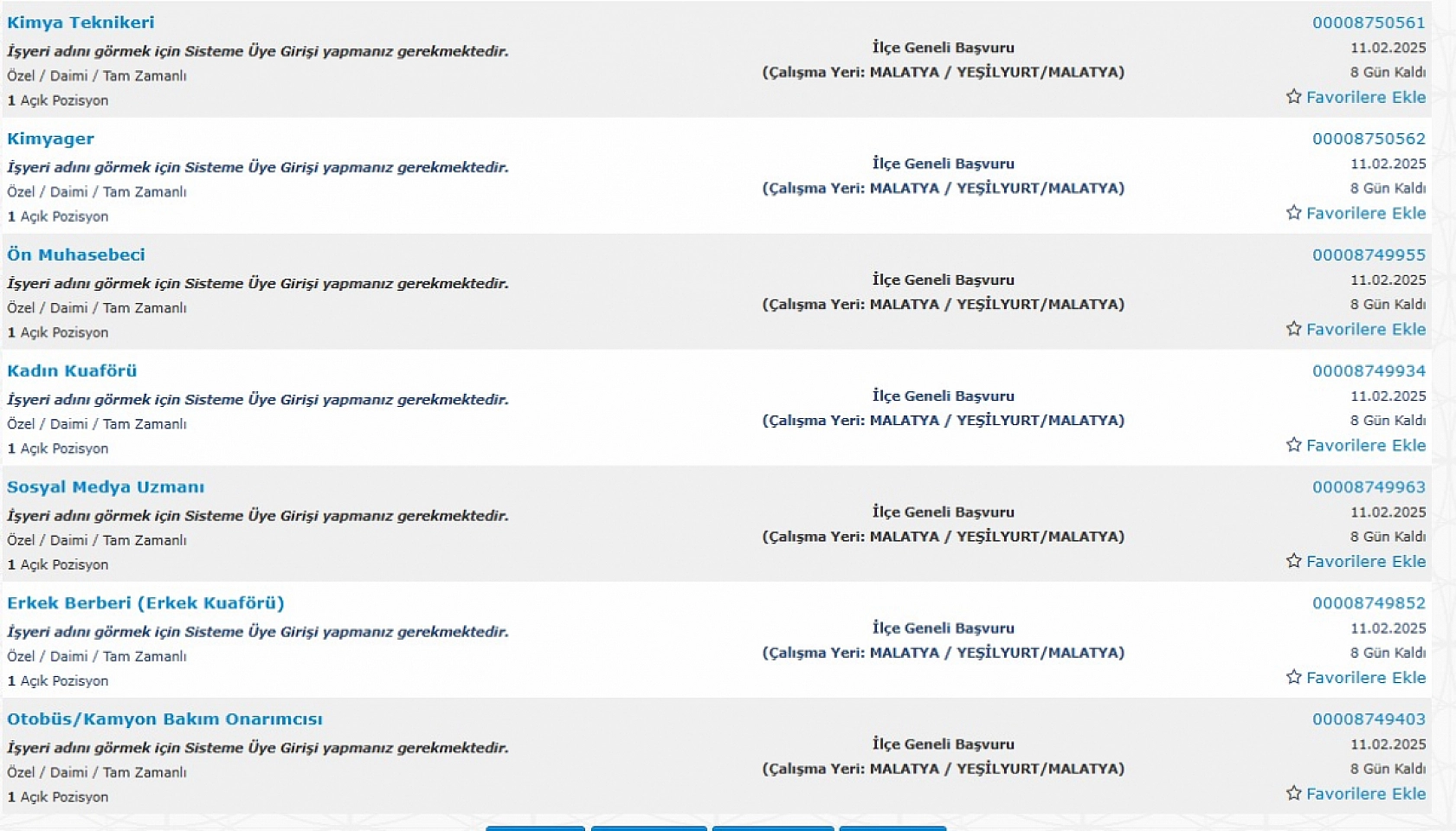 Malatya'da İş Arayanlara Müjde: 3 Şubat 15 Şubat Arasında 304 Personel Alımı…