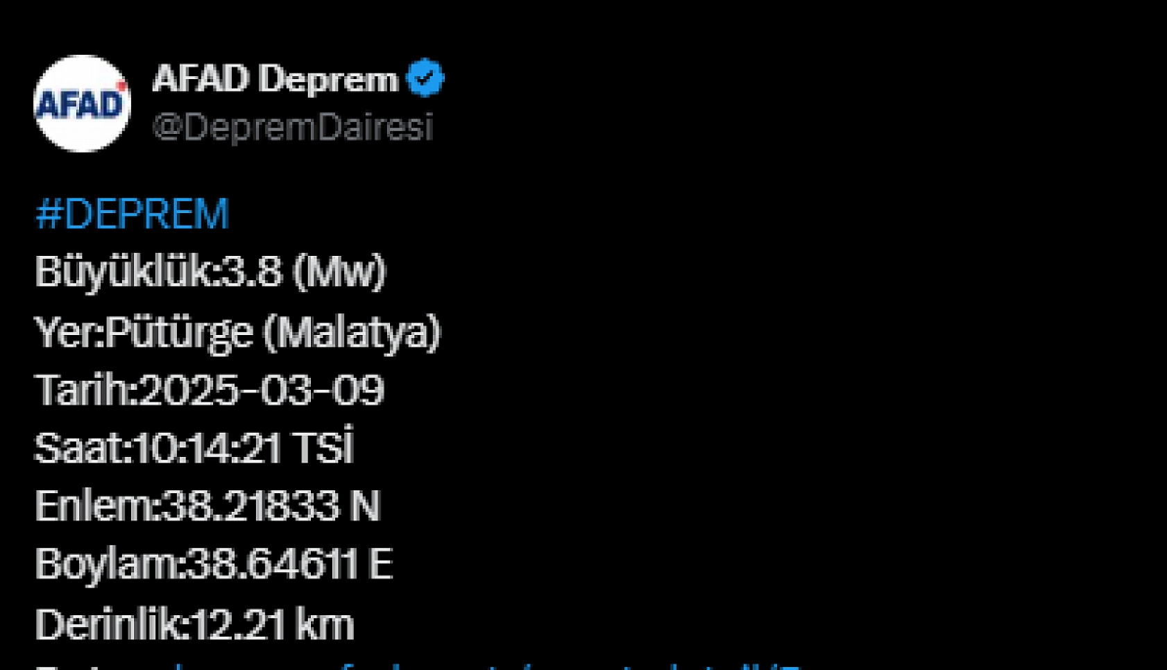 AFAD Duyurdu: Malatya'da şiddetli deprem...!