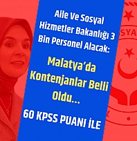 Aile ve Sosyal Hizmetler Bakanlığı 3 Bin Personel Alacak: Malatya'da Kontenjanlar Belli Oldu…