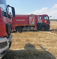 Anız yangını büyümeden önlendi