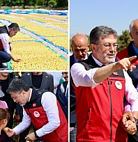 Bakan Yumaklı, Malatya'da aynı bahçede bu kez hasat mutluluğunu yaşadı!