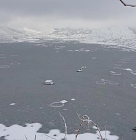 Çat Barajı'nın yüzeyi buz tuttu