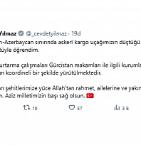 Cumhurbaşkanı Yardımcısı Yılmaz'dan Şehitler İçin Başsağlığı Mesajı