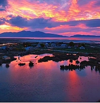 Erçek Gölü'nde muhteşem günbatımı