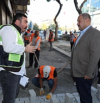 Gülpınar Divanyolu'ndaki çalışmaları yerinde inceledi
