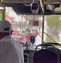 Malatya'da fırtınada yola düşen Türk Bayraklarını topladı
