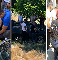 Malatya'da otomobil kayısı bahçesine uçtu! 1 kişi yaralandı