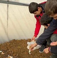 Minik eller toprakla buluştu