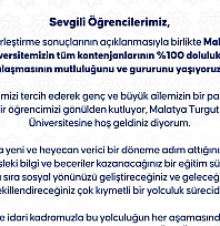 MTÜ'den YKS sonrası öğrencilere mesaj: 'Malatya Turgut Özal Üniversitesi ailesine hoş geldiniz'