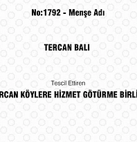 Tercan Balı tescillendi