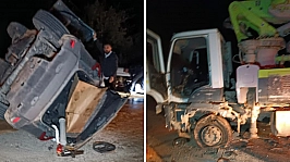 Hekimhan-Malatya yolunda cip beton mikserine çarptı: 3 yaralı