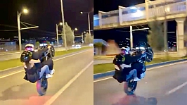 Malatya çevreyolunda tehlikeli yolculuk: Tek teker üzerinde ilerledi