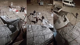 Malatya'da fırtına taziye çadırını uçurdu