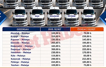 Malatya'da ilçe minibüs ücretleri değişti! Hangi ilçeye gitmek kaç TL oldu?