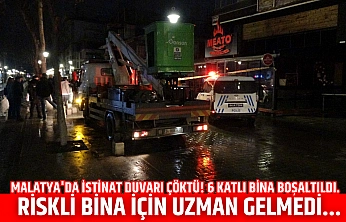 Malatya'da istinat duvarı çöktü! 6 katlı bina boşaltıldı. Riskli bina için uzman gelmedi...