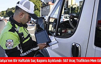 Malatya'nın bir haftalık suç raporu açıklandı: 567 araç trafikten men edildi