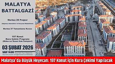 Malatya'da büyük heyecan: 197 konut için kura çekimi yapılacak