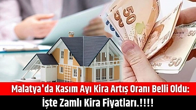 Malatya'da Kasım ayı kira artış oranı belli oldu: İşte zamlı kira fiyatları.!!!!