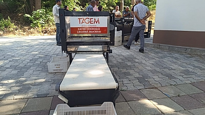 Malatya'da yerli kayısı pırtlatma makinesi görücüye çıktı
