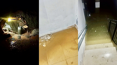 TOKİ binasını yer altı suyu bastı