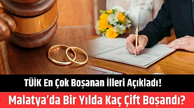 TÜİK en çok boşanan illeri açıkladı! Malatya'da bir yılda kaç çift boşandı?
