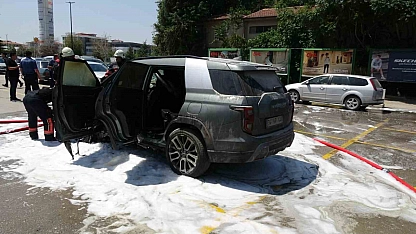 Malatya'da park halindeki bir anda alev aldı araç